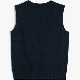 Resim Koton Basic Süveter V Yaka Kolsuz Pamuklu Lacivert 5wkb90006tt Lacivert 