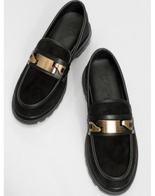 Resim Luvishoes Luvi Shoes Pray Siyah Süet Tokalı Kadın Loafer Ayakkabı Siyah 