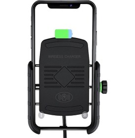 Resim Samdoo M9 Motosiklet Kablosuz Şarjlı Su Geçirmez Telefon Tutucu - Siyah 