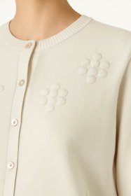 Resim Ekru Çiçek İşlemeli Kadın Hırka - EKRU / S 