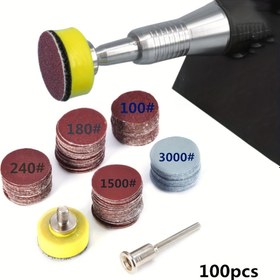 Resim 100 adet/Set 25mm 1 İnç Zımpara Diski Zımpara Diski-Abratif Kağıt 1 İnç Abratif Parlatma Pedi Dremel Araçları için 