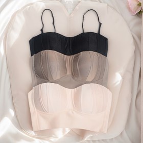 Resim 3 Adet Kadın Düşük Kesim Bralet - Dikişsiz Push-Up Rahatlık Küçük Askılı, Tel Yok & Orta Destek, Büzgülü Kenarlar - Hafif Esnek Günlük Sütyenler Siyah/Bej/Pembe Bahar/Yaz için, Konforlu İç Çamaşırı, Şık Bralette, Kolay Bakım Kumaşı 