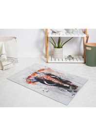 Resim Banyo Halısı Dijital Baskılı Banyo Paspası 50x80 Polyester Kaymaz Tabanlı Duş Paspası Elephant Beyaz - Siyah 