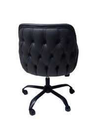 Resim Kapitone Desenli Çalışma Sandalyesi Antrasit Renk Metal Ayaklı 