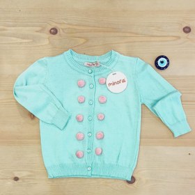 Resim Ponpon Detaylı Kız Bebek Triko Hırka 