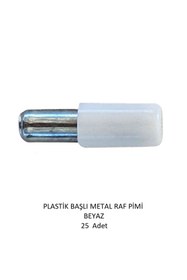 Resim Adilon Plastik Metal Başlı Raf Pimi Beyaz 25 Adet 