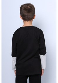 Resim Hçm Erkek Çocuk Uzun Kollu İnce Sweat Worldwide Baskılı C53 Siyah 