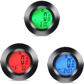 Resim Schulzz Kablosuz Bisiklet Km Hız Göstergesi Sayacı Su Geçirmez LCD 4 Renk Yuvarlak Ekranlı LED Kilometre Saati 