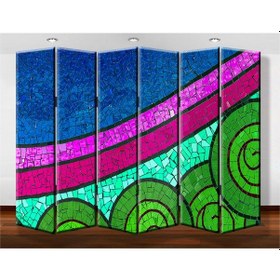 Resim Dekobul Taş Mozaik 6 Kanat Tekerlekli Kanvas Paravan 