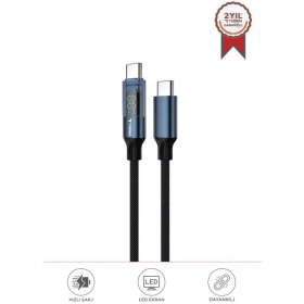 Resim Torima Şarj Kablosu Type-C to Type-C 60W Data Kablo U22 Siyah 