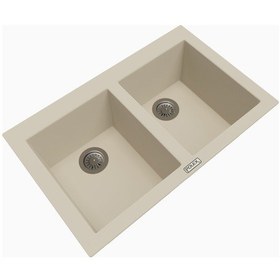 Resim Polex Cristalüx Granit Evye P-2XLN Bej 2 Hazneli Tezgah Altı Ve Tezgah Üstü Mutfak Evyesi 80.5x51.5 CM 