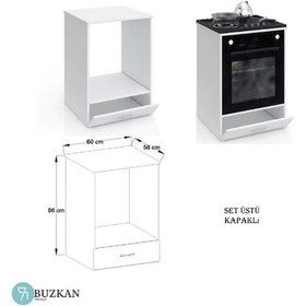 Resim Set Üstü Ocak Fırın Dolabı Kapaklı Beyaz Mdflam 