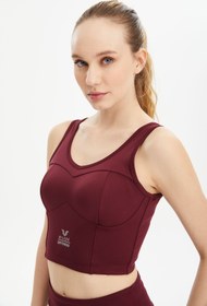 Resim bilcee Kadın Bordo Fitness-Antrenman Spor Fashion Crop Top Toparlayıcı Bra Sporcu Sütyeni Büstiyer 0604 