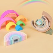 Resim 7 Parça Gökkuşağı Şekilli Yığma Puzzle - Gökkuşağı Yuva Puzzle | Çocuk ve Bebek Yığma Oyuncağı | Eğitici Oyuncaklar, Duyusal Oyuncaklar, Yapı Blokları Bebek, Zehirsiz Malzeme,Erken Öğrenenler 