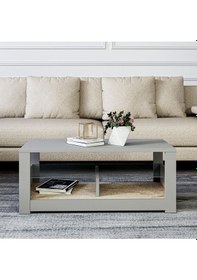 Resim Aydos Cam Raflı Orta Sehpa Gri/traverten, Ev-ofis - Sis Gri/traverten Sis Gri/traverten 