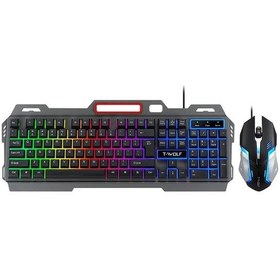 Resim Thunder Wolf Tf600 Kablolu Metal Klavye Mouse Set - Siyah Optik 