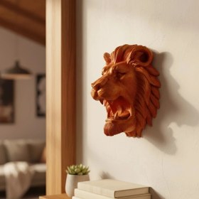Resim Bucuks Mey Ithalat® Gold Red Aslan Başı Duvar Aksesuarı 