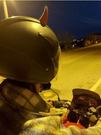 Resim Kask Için Şeytan Boynuzu - Kask Süsü Diğer 