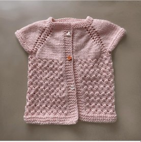 Resim Yumuşak Pembe Renk 1-2 Yaş Şirin Detay Yün El Örgüsü Bebek Yelek Pembe 