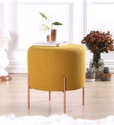 Resim Lorence Home Copper Puf - Yuvarlak Hardal 