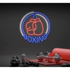 Resim BİZ BU İŞİN KEYİF KISMINDAYIZ BOXING Yazılı ve Boks Eldiveni Figürlü Neon Tabela 