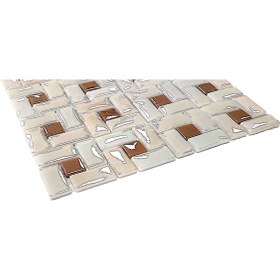 Resim MozaiKristaL Tüm yüzeyler için 25x50mm P.Krem-A. Kahve, 31.5x31.5cm. Fileli Cam Mozaik. (10 File=1 m2 Fiyatı) 