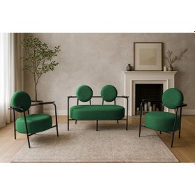 Resim Azra Mobilya Venüs Koltuk Takımı Siyah İskelet Modern Koltuk Seti Ofis Ve Ev Kullanımı Soft Kumaş Yeşil Yeşil 