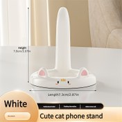 Resim Sevimli Kedi Telefon Standı Uzun Kuyruk Tasarımı ile - Ayarlanabilir Yükseklik, Kararlı Taban, Beyaz ABS Malzeme, Yatak Yanı veya Masa Kullanımı için Mükemmel, Oyun Sever Kedi Kulaklıkları ve Tüyleri, Akıllı Telefonlar için İdeal, Kedi Telefon Tutucu, Yatak Yanı Aksesuarı, Oyun Sever Tasarım, Dayanıklı Yapı 