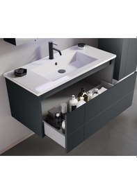 Resim Orka Likya 80 Cm Mdf Antrasit Banyo Dolabı Alt Modül Ve Lavabo Antrasit 