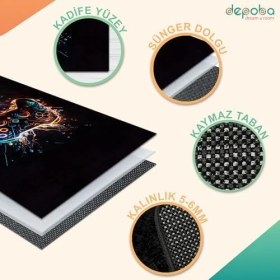 Resim Patrick Kadife Oyuncu Odası Halısı Kaymaz Pamuk Tabanlı Yıkanabilir Antibakteriyel Gamer, Gaming Halısı 120X180 