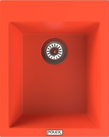Resim Polex Cristalüx Granit Evye P-05 Turuncu Tezgah Altı Ve Tezgah Üstü Kare Mutfak Evyesi 41x51 CM 