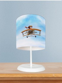Resim Mekta Home Bebek Ve Çocuk Odası Uçak Ve Küçük Pilot Desenli Abajur 