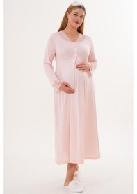 Resim Mecit Pijama Mecit 6305 Pudra Hamile Lohusa Gecelik 