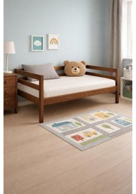 Resim Ahşap Sedir Kanepe 90cmx150cm İç Ölçü Mindersiz Doğal Ceviz Renk Masif Ahşap Kahverengi 