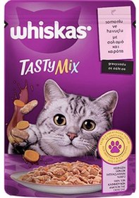Resim Whiskas Tastymix Somon & Havuçlu Yetişkin Kedi Maması 12 x 85 G 