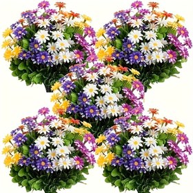 Resim 5 Demet UV Dirençli Plastik Yapay Papatyalar - Ev, Düğün, Veranda, Mezarlık Dekoru için Canlı Çok Renkli Dış Mekan/İç Mekan Buketleri - Az Bakım Gerektiren Çiçek Düzenlemeleri, Dış Mekanlar İçin Yapay Çiçekler, Bahçe Süslemeleri, Bayramlık Çiçek Sergisi, Her Hava Koşuluna Uygun Çiçek Demetleri 