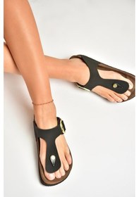 Resim Fox Shoes U777917002 Siyah Süet Parmak Arası Kadın Terlik Siyah-süet Siyah 