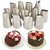 Resim 7 adet/9 adet/11 adet tereyağı kremalı çiçek süsleme ucu, paslanmaz çelik dondurma uçları, pasta süsleme aracı 