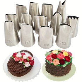 Resim 7 adet/9 adet/11 adet tereyağı kremalı çiçek süsleme ucu, paslanmaz çelik dondurma uçları, pasta süsleme aracı 