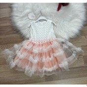 Resim Kız Çocuk Güpür Tül Detaylı Pembe Mor Kat Kat Prenses Elbise Pembe 