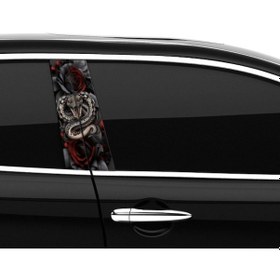 Resim Araba Etiketleri, Tuning Kaplama, Direk Folyosu - Yılan, Kırmızı Güllü Yılan Renkli 