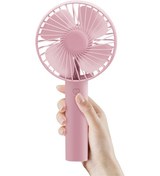 Resim Mini El Tipi Vantilatör, Taşınabilir Pil İle Çalışan 3 Hızlı Vantilatör Pembe 