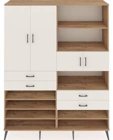 Resim Hyperion Gardrop 11 Raflı 4 Çekmeceli 4 Kapaklı 176x44x221 Çam-aytaşı Aytaşı 