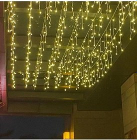 Resim 3 Metrelik Sarkıt Led Işık, 96 Ledli, Fişli Eklenebilir Model Sarkıt Perde Led Işığı Sarı 