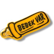 Resim Oto Aksesuarcım Bebek Var Yazılı Plaka Vantuzlu Pleksi Cam Süsü 13x5cm Sarı Siyah 