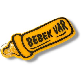Resim Oto Aksesuarcım Bebek Var Yazılı Plaka Vantuzlu Pleksi Cam Süsü 13x5cm Sarı Siyah 