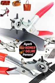 Resim Munico Deri Delgeç Zımba Kayışı Delgeç Ağır Hizmet Döner Pense Aleti Delik Delgeç Seti Kemerler Delme Aleti 