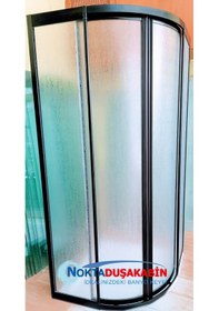 Resim Teknesiz Oval Duşakabin Plastik Cam Siyah Profil Siyah 