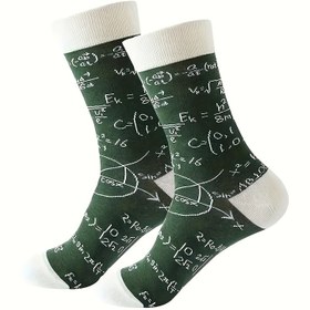 Resim Matematik Fonksiyon Çifti Çorapları - Koyu Yeşil Beyaz Matematiksel Denklemler & Semboller ile, Erkekler & Kadınlar için Unisex Ayak Bileği Çorapları, Sadece Elde Yıkama/Kuru Temizleme, Matematik Tutkunlarına Özel Hediye, Yenilikçi Çoraplar, Temalı Hediye Ürünü, Eğlenceli Tasarım 