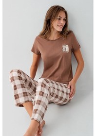 Resim Rolypoly Kadın Kahverengi Pijama Takım Kahverengi 